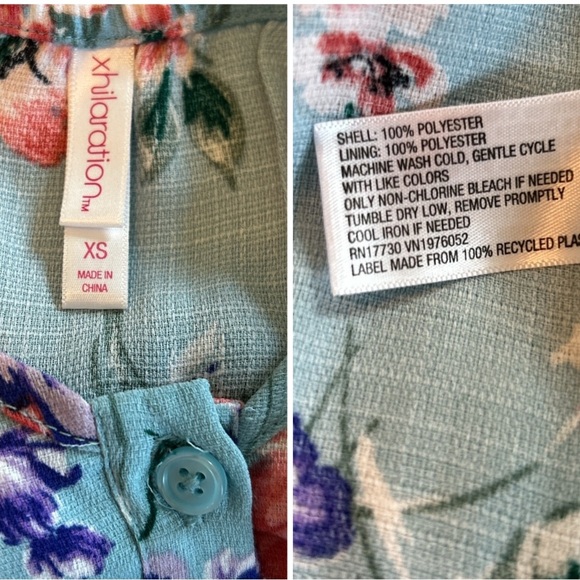 Xhilaration Blue Floral Long Midi Dress Womens Size XS Full Button Front Tiered. - Picture 6 of 11